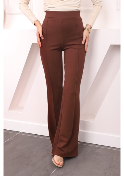 Kahverengi Yüksek Bel Çimalı İspanyol Pantolon modelleri