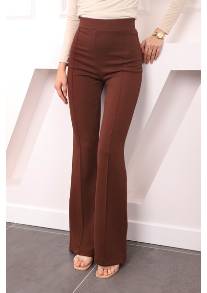 Kahverengi Yüksek Bel Çimalı İspanyol Pantolon fırsatları