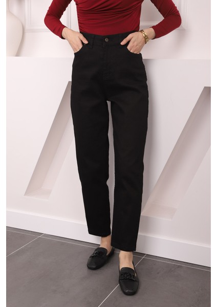 Siyah Yüksek Bel Mom Jeans Pantolon