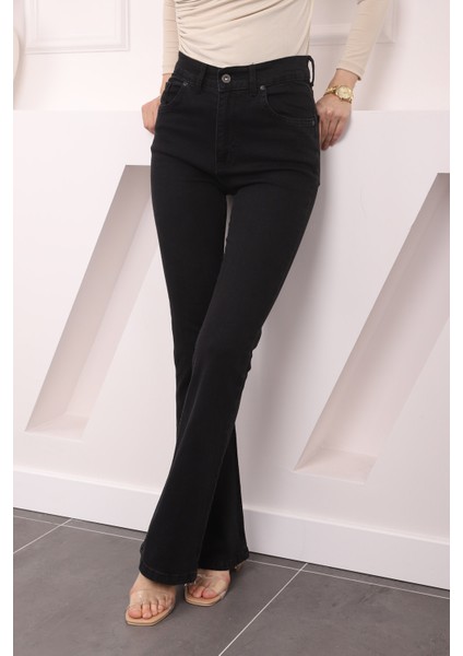 Antrasit Yüksek Bel İspanyol Paça Jeans Pantolon fiyatları