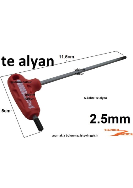 Alyan Anahtar Te Tipi 2.5 mm Alyan Te Allen Anahtar