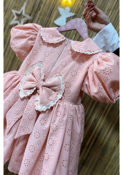 Dantel Süslemeli Balon Kol Kız Çocuk Bebek Fisto Elbise modelleri