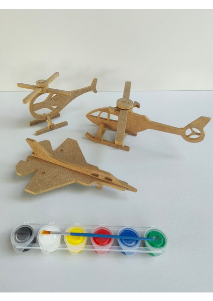 18 Parça Boyanabilir Ahşap Uçak ve Helikopterler Boyama Seti / Okul Öncesi Boyama Etkinliği fiyatları