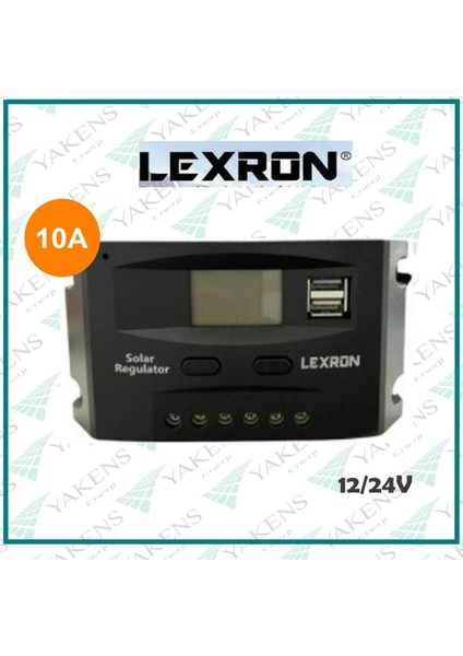 10A Solar Şarj Regülatörü 10 Amper Güneş Paneli Şarj Kontrol Cihazı Lexron 12/24V