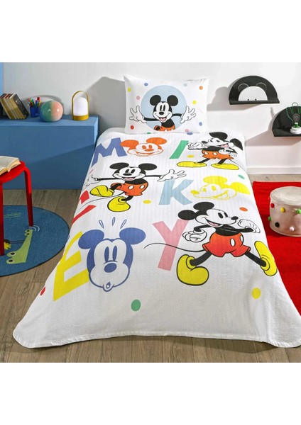 Lisanslı Disney Mickey Happy Tek Kişilik Pike Takımı