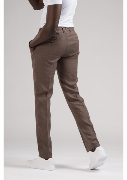 Slimfit Beli Lastikli ve Iplikli %100 Linen Ham Keten Jogger Pantolon fırsatları