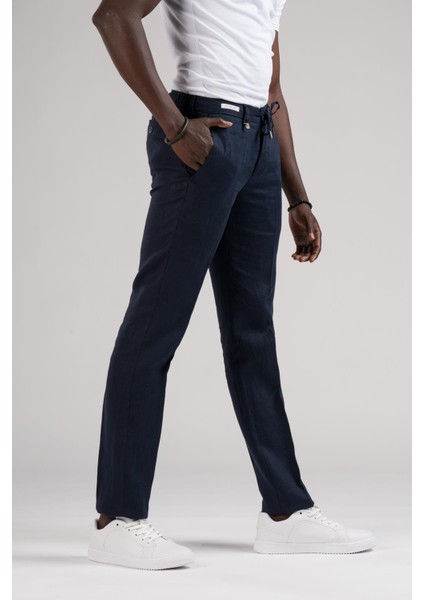 Slimfit Beli Lastikli ve Iplikli %100 Linen Ham Keten Jogger Pantolon fiyatları