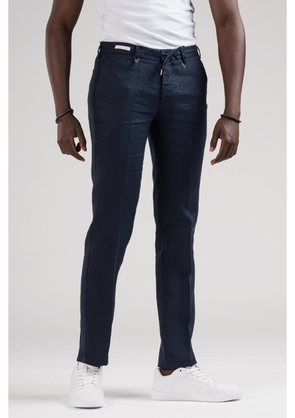 Slimfit Beli Lastikli ve Iplikli %100 Linen Ham Keten Jogger Pantolon modelleri