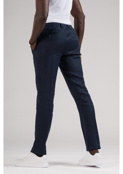 Slimfit Beli Lastikli ve Iplikli %100 Linen Ham Keten Jogger Pantolon fırsatları