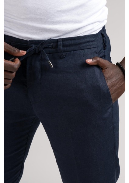 Slimfit Beli Lastikli ve Iplikli %100 Linen Ham Keten Jogger Pantolon indirimleri