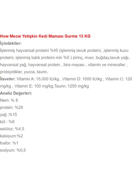 How Meow Gurme Yetişkin Kedi Maması