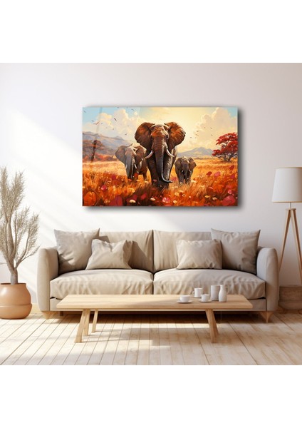 Safari̇ Fi̇l Yatay Cam Tablo