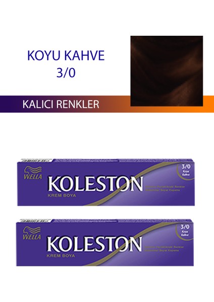 Wella Koleston 2 Adet Single Tüp Boya Saç Boyası Koyu Kahve 3/0