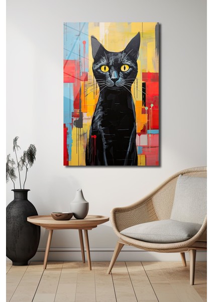 Kedi̇ Dekorati̇f Di̇key Cam Tablo, Ev ve Ofi̇s Dekorasyon modelleri