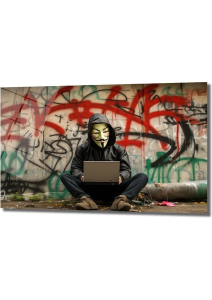 Hacker Sokak Sanatı Dekorati̇f Yatay Cam Tablo, Ev Dekorasyon, Ofi̇s Dekorasyon fiyatları