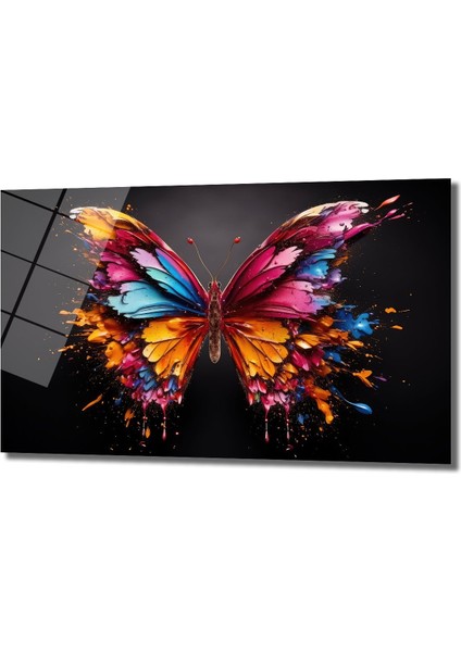 Kelebek Dönüşü Dekorati̇f Yatay Cam Tablo, Ev Dekorasyonu, Ofi̇s Dekorasyonu fiyatları