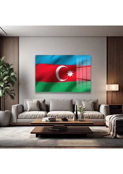 Azerbaycan Bayraği Yatay Cam Tablo fiyatları