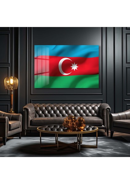 Azerbaycan Bayraği Yatay Cam Tablo indirimleri