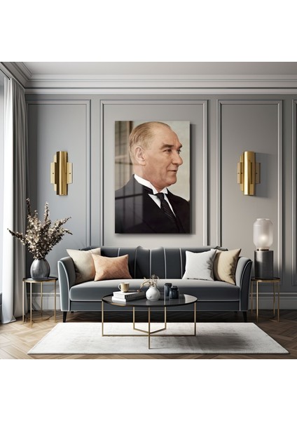 Atatürk Dekorati̇f Di̇key Cam Tablo
