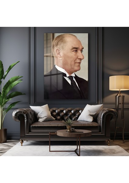Atatürk Dekorati̇f Di̇key Cam Tablo