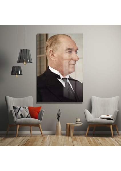 Atatürk Dekorati̇f Di̇key Cam Tablo