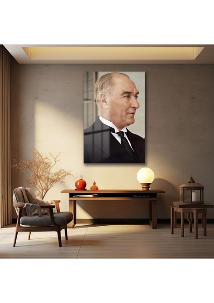 Atatürk Dekorati̇f Di̇key Cam Tablo