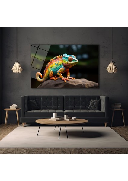 Renkli̇ Iguana Dekorati̇f Cam Tablo, Ev Dekorasyon, Ofi̇s Dekorasyon modelleri