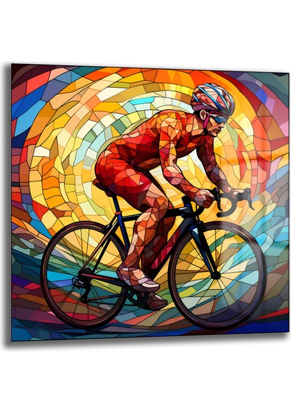 Bisiklet Vitray Kare Cam Tablo