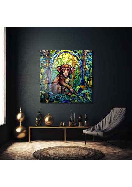 Vitray Maymun Kare Cam Tablo modelleri