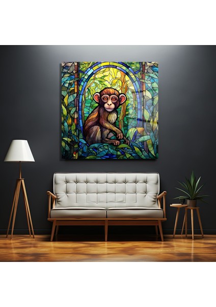Vitray Maymun Kare Cam Tablo fırsatları
