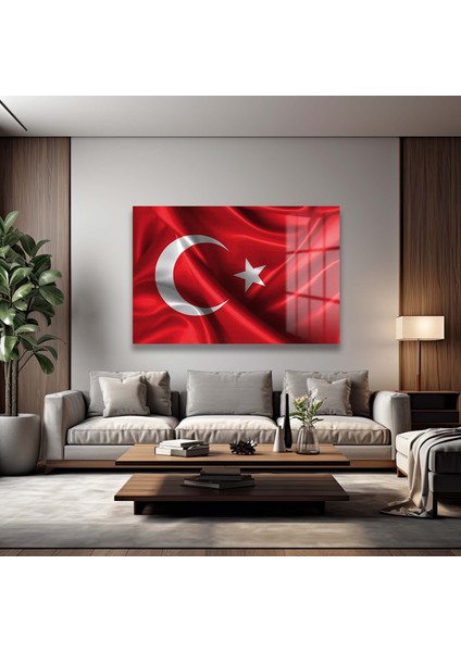 Türk Bayraği 1 Yatay Cam Tablo fiyatları