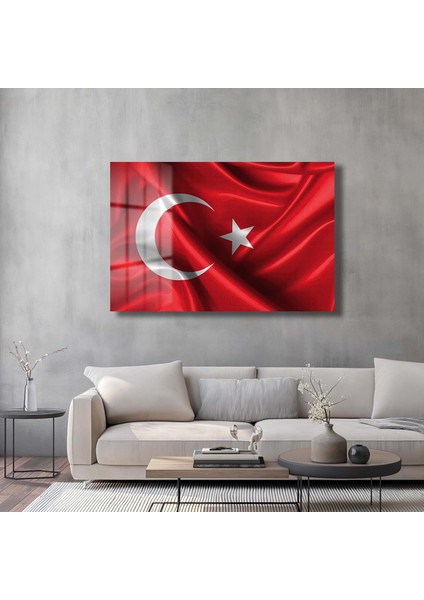 Türk Bayraği 1 Yatay Cam Tablo fırsatları