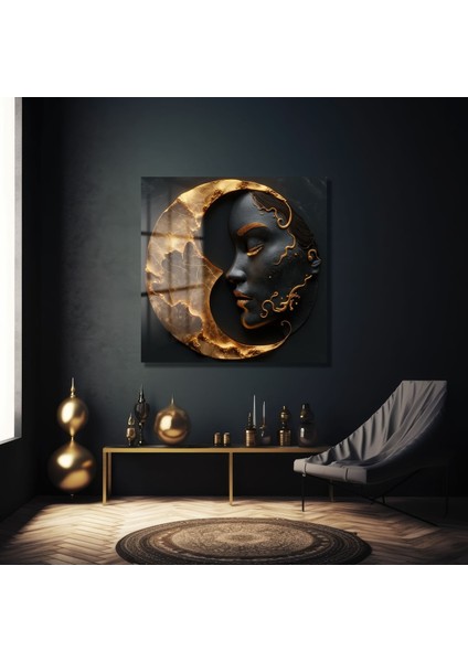 Modern Gold Kadın Yüzü Dekorati̇f Kare Cam Tablo fiyatları