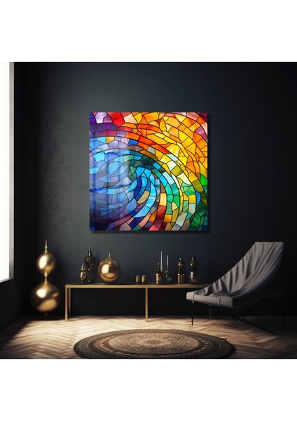 Vitray Dalga Kare Cam Tablo modelleri