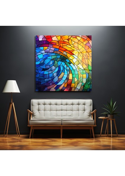 Vitray Dalga Kare Cam Tablo fırsatları