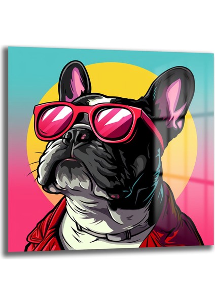 Renkli French Bulldog Cam Tablo