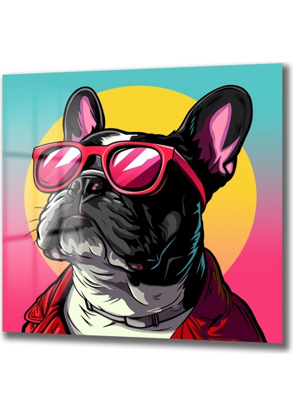Renkli French Bulldog Cam Tablo fiyatları