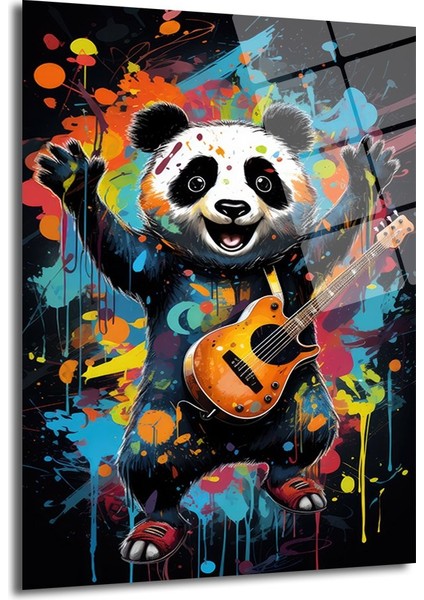Renkli̇ Panda Di̇key Cam Tablo
