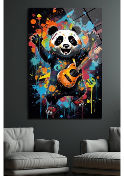 Renkli̇ Panda Di̇key Cam Tablo modelleri