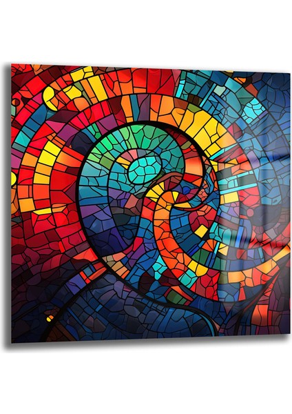 Spiral Vitray Kare Cam Tablo