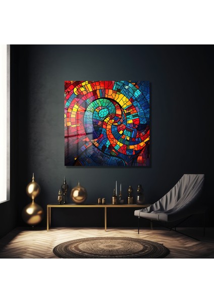 Spiral Vitray Kare Cam Tablo modelleri