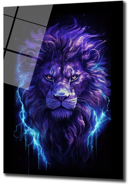 Mor Aslan Dekorati̇f Di̇key Cam Tablo fiyatları