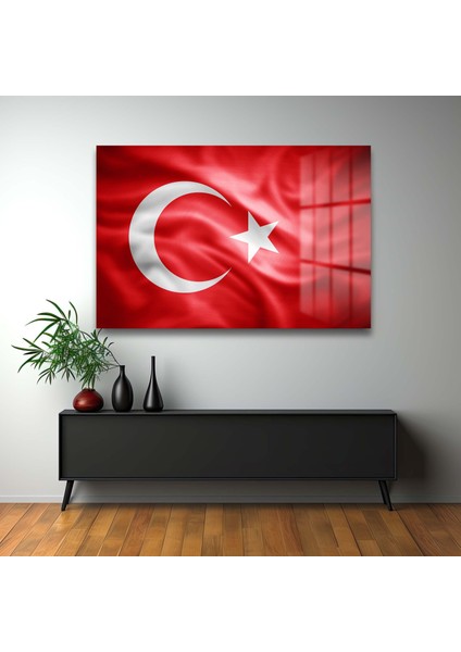 Türk Bayraği 9 Yatay Cam Tablo modelleri