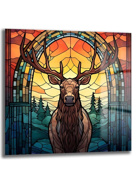 Geyik Kare Cam Tablo