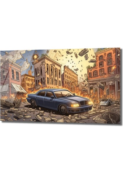 Son Araba Dekorati̇f Yatay Cam Tablo, Ev Dekorasyon, Ofi̇s Dekorasyon fiyatları