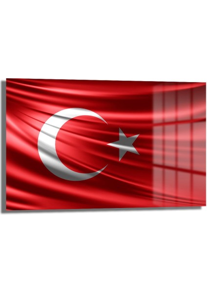 Türk Bayraği 5 Yatay Cam Tablo