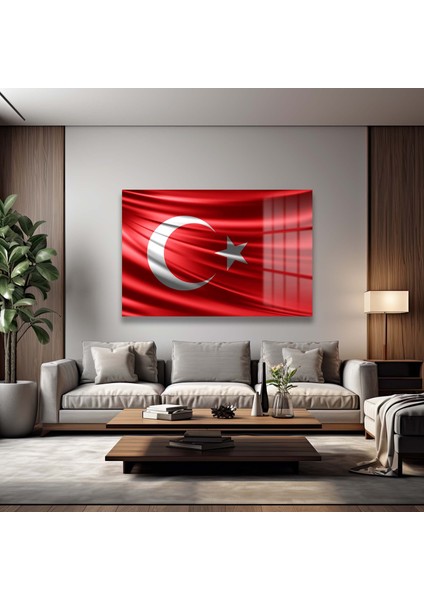 Türk Bayraği 5 Yatay Cam Tablo