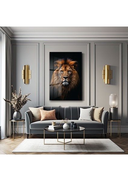 Aslan Portresi̇ Dekorati̇f Di̇key Cam Tablo fiyatları