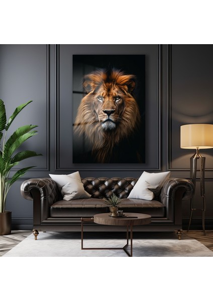 Aslan Portresi̇ Dekorati̇f Di̇key Cam Tablo modelleri