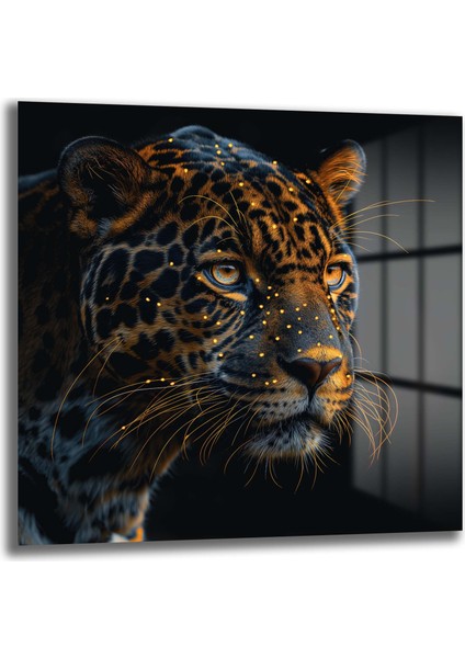Benekli̇ Jaguar Dekorati̇f Kare Cam Tablo